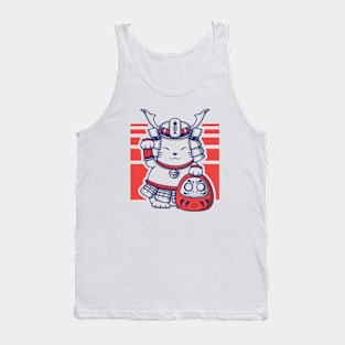 maneki neko lucky cat with daruma illustration Tank Top